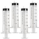 50ml(60ml) Plastic Syringes, Large Liquid Measuring Syringe Tools Individually Sealed for Refilling and Measuring Liquids, Scientific Labs Experiment, Feeding Pets, Oil or Glue Applicator, Pack of 4