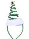 ADJOY Springy Christmas Tree Headband with Bells Santa Headwear - One Size Fits Most
