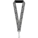 Buckle Down Unisex-Adult's Lanyard-1.0"-Floral Paisley2 Black/White Key Chain, Multi, One Size