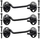 Hook and Eye Latch, 3 Pack 4'' Barn Door Latch, Heavy Duty Solid Thicken Stainless Steel Gate Latch Lock, Add More Security and Privacy for Barn Door, Window