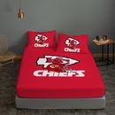 Juegos de cama Kansas City Chiefs 3 piezas sábanas ajustadas funda de colchón funda de almohada regalo