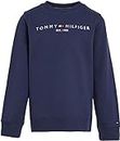 Tommy Hilfiger Felpa Bambini Unisex Essential Sweatshirt senza Cappuccio, Blu (Twilight Navy), 12 Anni