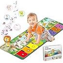Rodzon Toys for 1-4 Year Old Boys Girls, Musical Play Mat with 9 Piano Keyboard, Piano Dance Mat Built in 19 Sounds & Recording Function for Toddlers Infant Kids Birthday Gifts Present Early Education