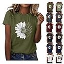 My Orders Deals of The Day Clearance Womens White Tee Shirt Cute Crewneck Floral Tee Loose Fit Blouses 2024 Spring Fashion Clothes Womens Tops Short Sleeve Overstock Items Clearance All Prime