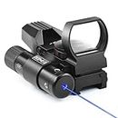 PINTY 1x34 Red Dot Sight with Blue Laser, Reflex Sight with 2MOA Red Green Dot 4 Reticle Optics, 5 Brightness for 20MM Picatinny Weaver Rail