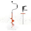 8-Inch VISUTI Hand Ice Auger Dual Flat Blades with Carrying Bag, for Ice Fishing Sport