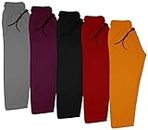 IndiWeaves Kids- Unisex Girls and Boys Fleece Warm Lowers Track Pants for Winters (3612018212328-iw-y-p5-28_Orange, Red, Black, Purple, Gray_6-7 Years) Pack of 5