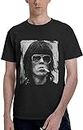 Keith Richards T-Shirt Round Neck Short-Sleeved Standard Boys tee Clothing Black(Large)