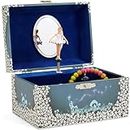 Jewelkeeper Musical Ballerina Jewellery Box for Girls - Music Box with Spinning Ballerina Doll - Girls Jewellery Box to Store Little Treasures, Blue and White Star Design