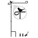 Garden Flag Stand with Bird, Premium Garden Flag Pole Holder Metal Anti-Rust Weather-Proof with one Tiger Clip and two Spring Stoppers No Flag Included
