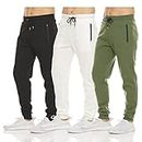 PURE CHAMP Mens 3 Pack Fleece Active Athletic Workout Jogger Sweatpants for Men with Zipper Pocket and Drawstring Size S-3XL (2X-Large, Set 5)