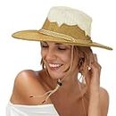 GUSTAVE® Cowboy Hats for Men, Quality Woven Wide Brim Fedora Sun Hat, Fishing & Outdoor Parties, Khaki