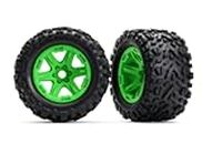 TRAXXAS Tires & wheels, assembled (green, Talon EXT tires) (2) (17mm (TRX8672G)