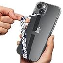 Sinjimoru Stylish Silicone Cell Phone Strap as Phone Grip Holder, Wireless Charging Compatible Slim Phone Charm for Apple iPhone & Phone cases. Sinji Loop Motive Graphics (Blooming Navy)
