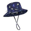 Baby Sun Hat for Boy Girl Toddler,Kids Summer UPF 50+ UV Protection Hat Wide Brim Beach Bucket Cap（0-6 Months,Navy-Dinosaur