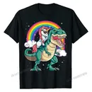 Unicorn Riding T rex Shirt Dinosaur Boys Girls Kids Gift Men T-Shirt Special Men T Shirts Summer
