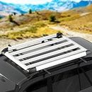 Giantz Car Roof Rack, 140cm Length Universal Roofs Racks Storage Hitch Basket Luggage Container Cars Cargo Taxi Vehicle Accessories Transporting Storages, Steel Frame 100kg Aluminium Silver