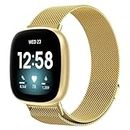 YODI Watch Bands Compatible with Fitbit Sense 2/Fitbit Versa 4 Watch Strap Fitbit Sense/Fitbit Versa 3, Stainless Steel Metal Replacement Mesh Strap Band For Versa 3, for Men & women (Gold)