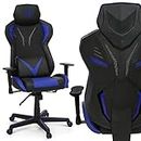 MoNiBloom Ergonomic Gaming Chair Racing Style Adjustable-Height Reclining High-Back PC Chair with Lumbar Support, Executive Adult Gamer Chair with Adjustable Armrests for Comfortable Gaming, Blue