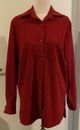 David Tosol Blouse Shirt Size 10 Vintage Red Button Down Long Sleeve Suede Feel