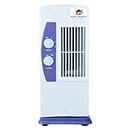 Hometronics Portable 2 Blade Mini Tower Fan with Rotating & Revolving for Uses Home, Kitchen, Shop, Office, Kids Room, 80 Watts Tower Fan, Four Way Air Deflection (White & Purple)