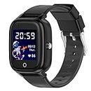 Turet Pro 4G Smart Watch for Kids Girls & Boys, Live Tracker GPS Watch with Sim Support, Voice & Video Call, SOS, HD Camera, Alarm, Long Battery, Waterproof, Kids Smartwatch (Black)