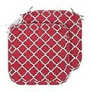 Magpie Fabrics Indoor Outdoor Patio Cushion Cover Replacement 2 Pack, Water Repellent Slipcover with Ties Christmas Decor for Garden Chair Seat Sofa Bench Wicker(Geometrie Red, 24x24x4 Inch)