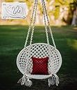 Patiofy Made in India Large Size Swing Chair/with Free Complete Hanging Kit Hanging Chair Handmade 100% Cotton for Comfort Indoor & Outdoor/Swings for Home, Garden (120 Kg Capacity/White in Color)