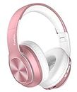 TuneFlux Bluetooth Kopfhörer Over Ear, 80 Std Akkulaufzeit, Kabellos Bluetooth Kopfhörer mit 3 EQ-Modi, HiFi-Stereo, Eingebautes Mikrofon, Faltbares Wireless Kopfhörer-Rosa Gold