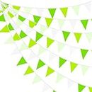 Festiko®12 Flags Green and White Banner Party Decorations Triangle Flag Banner Pennant Bunting Garland for Wedding Birthday Home Nursery Outdoor Garden Hanging Festivals Decoration