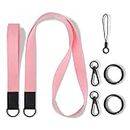 Wristlet Strap and Neck Lanyards,keychain Set for ID Badges Holder,Wallet, Key Chain ，lanyard of Various products。 (Pink)