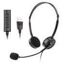 USB Wired Headset Headphones with Microphone MIC for Call PC Computer Laptop NEW