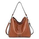 Montana West Large Hobo Handbag for Women Studded Leather Shoulder Bag Crossbody Purse With Tassel MWC-1001BR