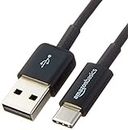 Amazon Basics - Cable de carga rápida, USB-C a USB-A 2.0, 480 Mb/s, certificado USB-IF, para Apple iPhone 15, iPad, Samsung Galaxy, tabletas, portátiles, 1.8 m, Negro