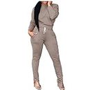 Best Deals On Amazon Today Fashion Women Pocket Round-Neck Casual Long Sleeve Sweatshirt+ Pant Set