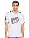 Fila Men's Straight Fit T-Shirt (12012088_White, Wht_L)