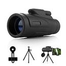 Cezo 12x50 Monocular for Adults Kids,HD Monocular Scope for Gifts Monocular Telescope for Smartphone Watching Birds Hiking,Concert,Travelling- Black