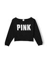 Victoria's Secret PINK Fleece Cropped Sweatshirt, Women's Sweatshirt, Pure Black, S