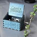 Caaju Game of Thrones Music Box Blue Hand Crank Wooden GOT Musical Box - Winter is Coming Theme Music Tune Gift for Girl Boy Friends Family
