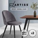 Artiss 2x Dining Chairs Kitchen Cafe Lounge Chair Sofa Upholstered Velvet Black