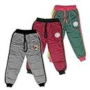 IndiCrafts Boys Woollen Fleece Track Pants for Summer (BFL-Grey-Maroon-Olive-28, Grey, 5-6 Years) Pack of 3