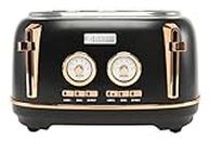 Haden Dorset 75083 Stainless Steel 1500W Retro Toaster 4 Slice Wide Slot w/Removable Crumb Tray and Settings, Black/Copper Toasters w/Adjustable Browning Control, Smart Toaster