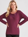 Noni B - Womens Winter Tops - Purple Tshirt / Tee - Cotton - Casual Clothes