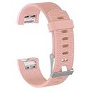 YODI Bands Compatible with Fitbit Charge 2 / Charge 2 HR Band, Soft Replacement Wristband for Women Flexible Waterproof Sport Watch Strap for Men (PINK)