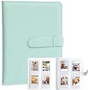256 Pockets Mini Instant Photo Album, Picture Case for Fujifilm Instax Film 7 8 9 11, PU Leather Photo Wallet Album, Photo Album with 3 Inch Card Binder, Family Albums for Christmas, Wedding (Green)