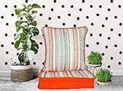 The Furnishers Multipurpose 60x60x8 CM Reversible Fashionable Cushion Set for Floor, Patio, Chair and Balcony Garden Seating - Boho Orange Large Size - 24x24x3 Inch