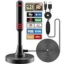 2024 Newest TV Antenna, Digital TV Antenna for Indoor Smart TV, Strong Magnetic Base for Easy Installation, 360°& Wide Range Reception for HDTV Channels-Support All TV's-16.4ft Long Cable