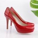 Michael Kors Women's Ionna Pump Size 10 Platform Heel Red Patent Dress Shoe