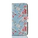 32nd Floral Series - Design PU Leather Book Wallet Case Cover for Samsung Galaxy S7, Designer Flower Pattern Wallet Style Flip Case With Card Slots - Spring Blue