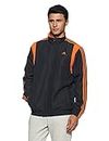 Adidas Men's Synthetic Hooded and Crew Neck Track Jacket(CD3053_Black Orange_XX Large_Black Orange_2XL)